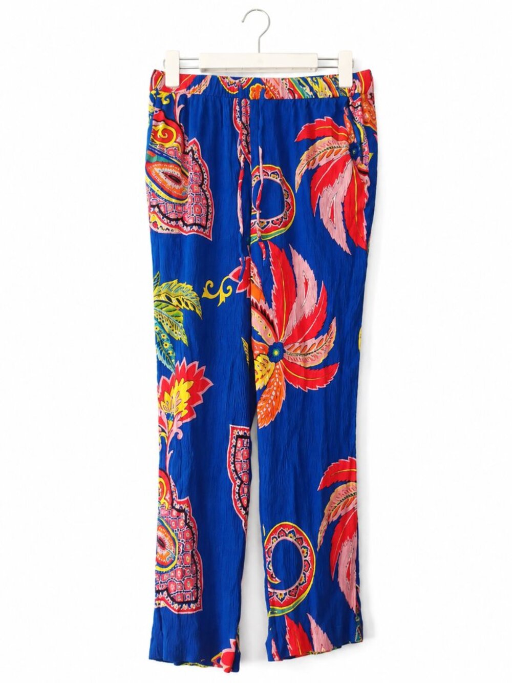 Boden Blue Paisley Floral Crinkle Tapered Pants 6